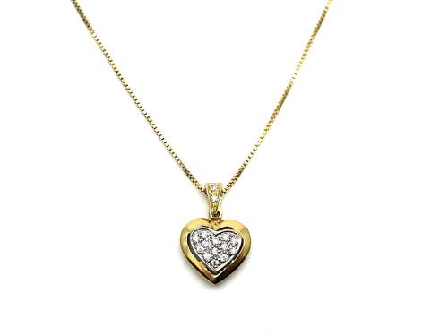 18ct Gold CZ Heart Pendant & Chain