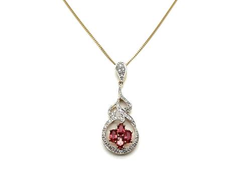 9ct Gold Tourmaline & Diamond Pendant