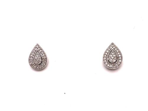 9ct White Gold Diamond Stud Earrings