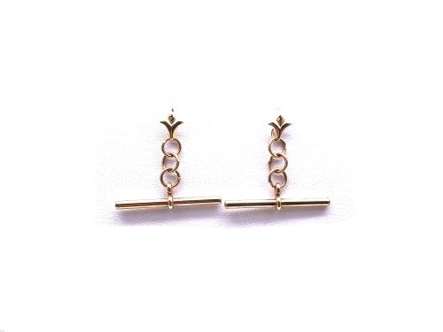 9ct Yellow Gold T-Bar Drop Earrings