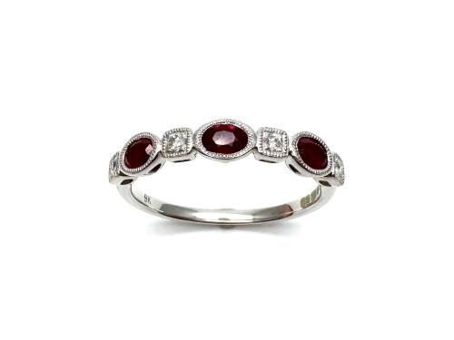 9ct White Gold Ruby & Diamond Fancy Eternity Ring