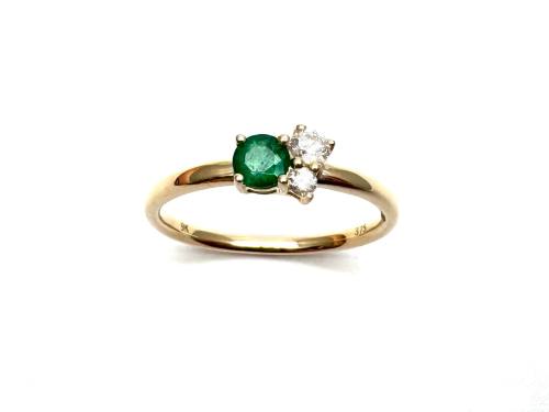 9ct Yellow Gold Emerald & Diamond Ring