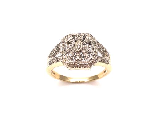 9ct Yellow Gold Diamond Cluster Ring