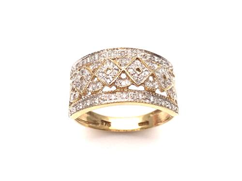 9ct Yellow Gold Diamond Pave Ring