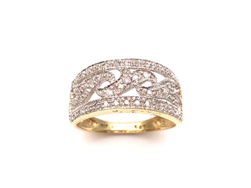 9ct Yellow Gold Diamond Pave Ring