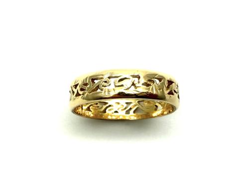 18ct Yellow Gold Patterned Cut Out Ring