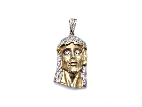 9ct Yellow Gold CZ Jesus Pendant