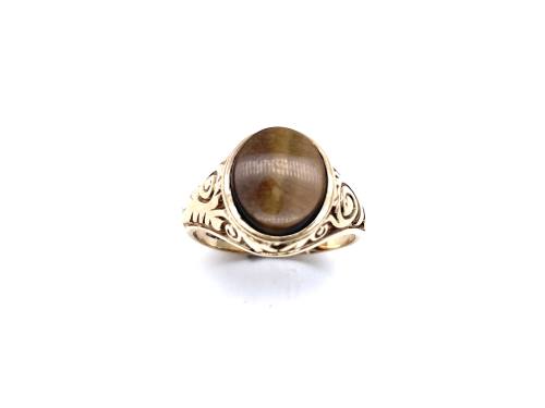 9ct Yellow Gold Tiger eye Signet Ring