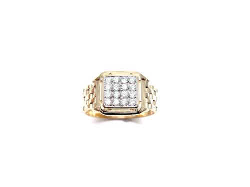 9ct Yellow Gold CZ Signet Ring