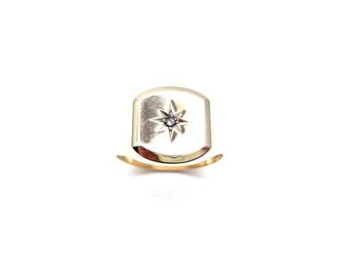 9ct Yellow Gold Diamond Signet Ring