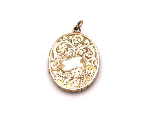 Edwardian 9ct Yellow Gold Engraved Locket