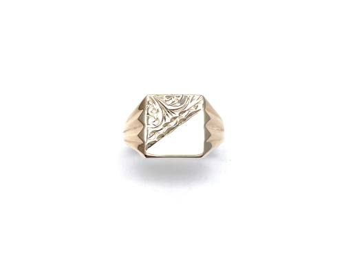 9ct Yellow Gold Patterned Signet Ring