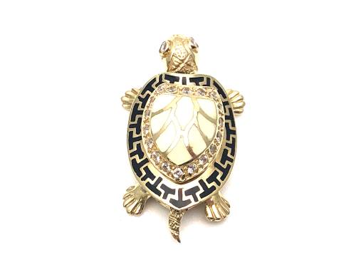 14ct CZ Enamaled Turtle Pendant