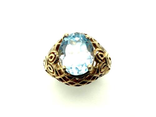 9ct Blue Topaz Fancy Solitaire Ring