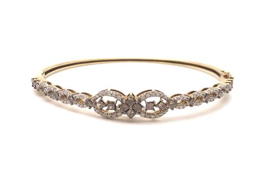 9ct Yellow Gold Diamond Bangle 1.75ct