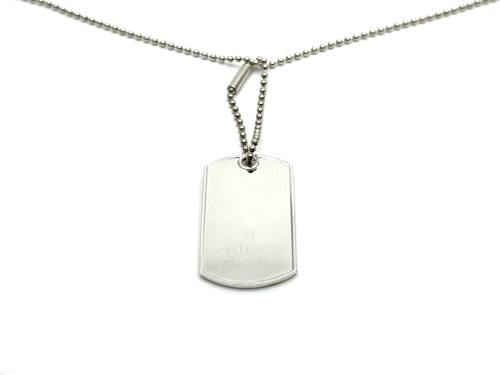 Silver Gucci Dog Tag Pendant & Chain