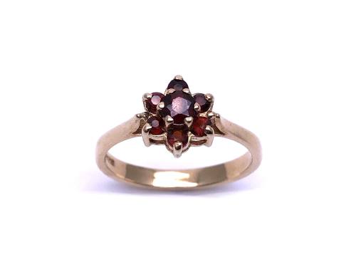 9ct Yellow Gold Garnet Cluster Ring