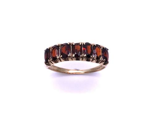 9ct Yellow Gold Garnet 7 Stone Ring