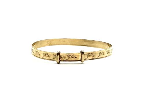 9ct Yellow Gold Patterned Baby Bangle