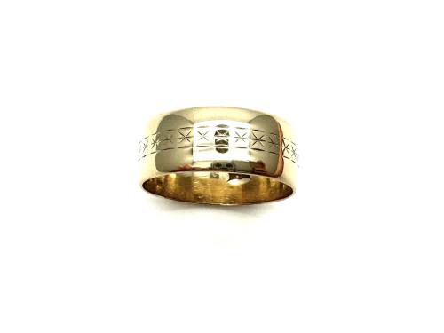 9ct Yellow Gold Patterned Wedding Ring