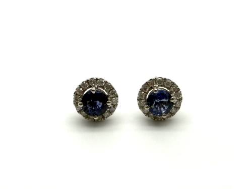 18ct Sapphire & Diamond Cluster Stud Earrings