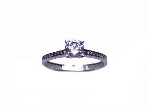 9ct White Gold CZ Solitaire Ring