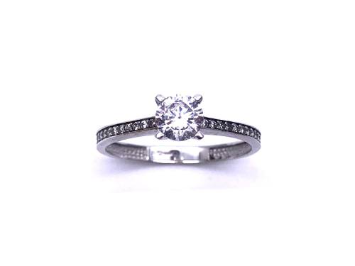 9ct White Gold CZ Solitaire Ring