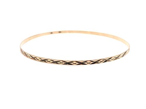 9ct Yellow Gold Patterned Full Bangle