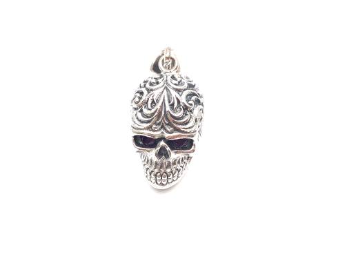 Silver CZ Eyes Skull Pendant