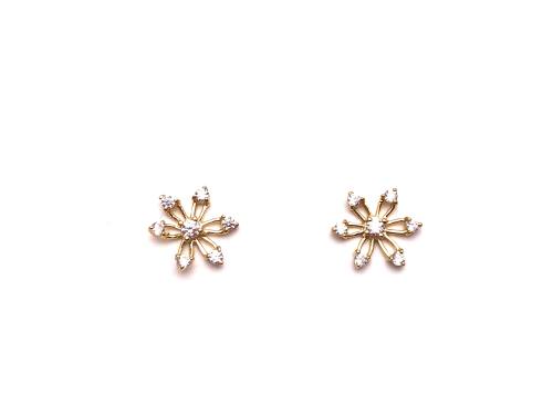 9ct Yellow Gold CZ Daisy Stud Earrings