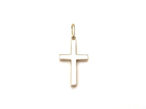 9ct Yellow Gold Plain Solid Cross Pendant 33x15mm