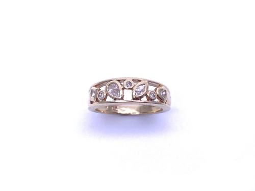 9ct Yellow Gold CZ Fancy Band Ring