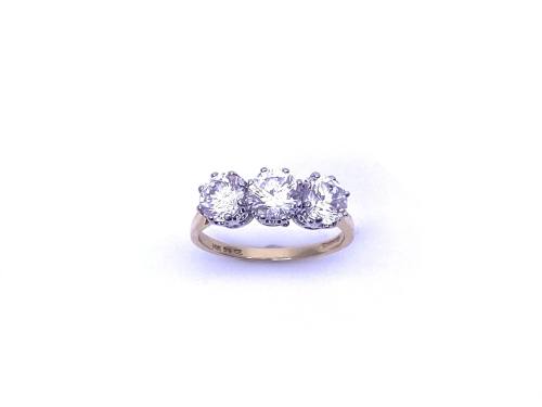 14ct Yellow Gold CZ 3 Stone Ring