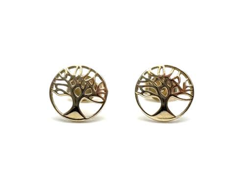 9ct Yellow Gold Tree Of Life Stud Earrings