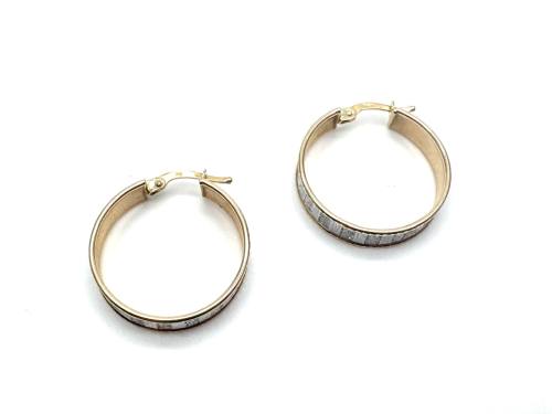 9ct Yellow Gold Glitter Effect Hoop Earrings