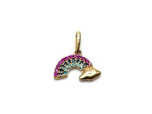 9ct Yellow Gold Multi Colour CZ Rainbow Pendant