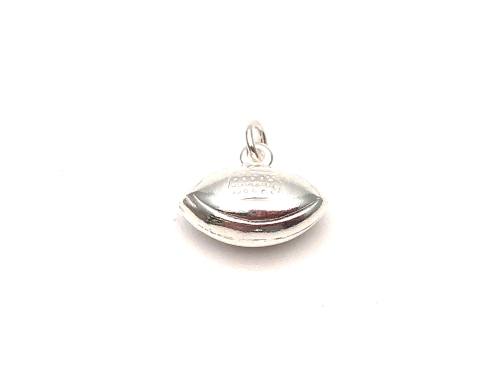 Silver Rugby Ball Charm / Pendant 15 x 8mm