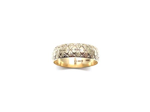 9ct Yellow Gold Patterned Wedding Ring