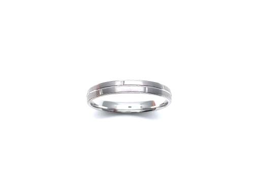 9ct White Gold Patterned Wedding Ring