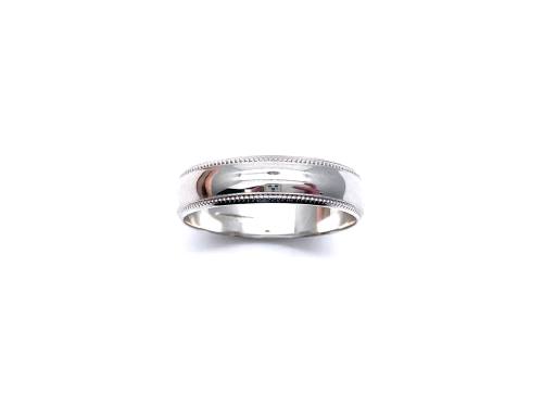 9ct White Gold Millegrain Wedding Ring