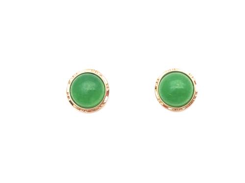 9ct Yellow Gold Round Jade Stud Earrings