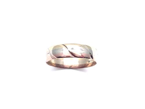 9ct 3 Colour Gold Twist Wedding Ring