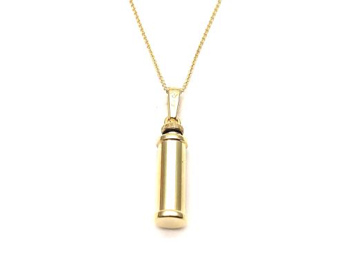 9ct Yellow Gold Cylinder Ashes Locke & Chain