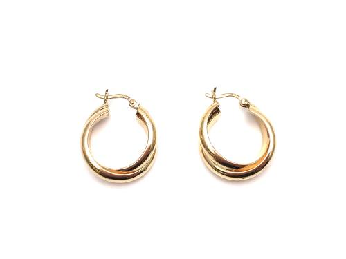 9ct Yellow Gold Crossover Hoop Earrings