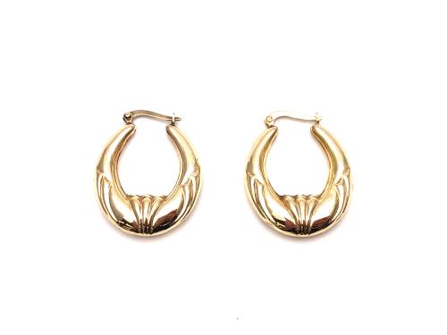 9ct Yellow Gold Patterned Hoop Earrings