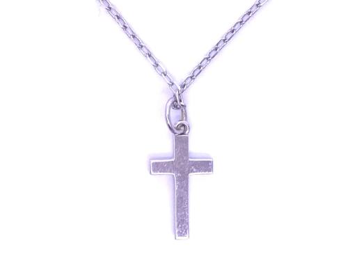 9ct White Gold Chain & Cross Pendant