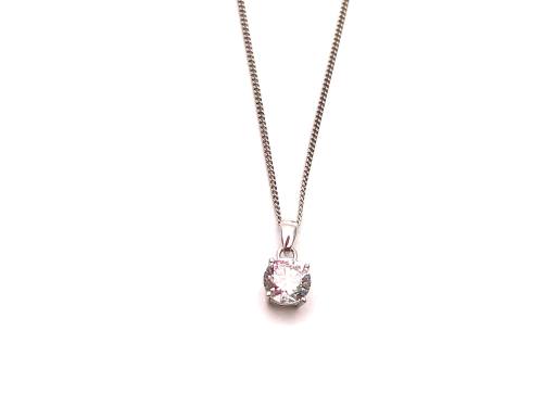 9ct White Gold CZ Pendant And Chain