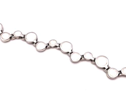 Silver White Opalique Rubover Bracelet