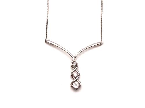 9ct White Gold CZ Necklet