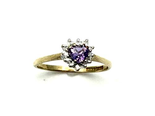 9ct Amethyst & Diamond Cluster Ring